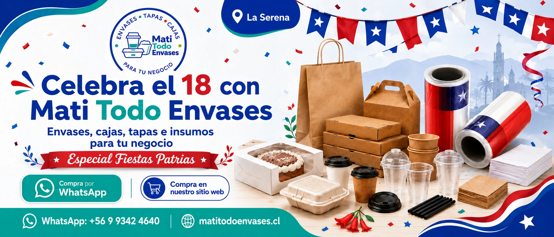 Celebra el 18 con Mati Todo Envases: envases, cajas, tapas e insumos para tu negocio, especial Fiestas Patrias